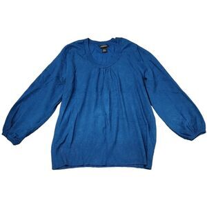 Lane Bryant Blue Long Sleeve Scoop Neck Casual Blouse Top Elastic Hem 26/28